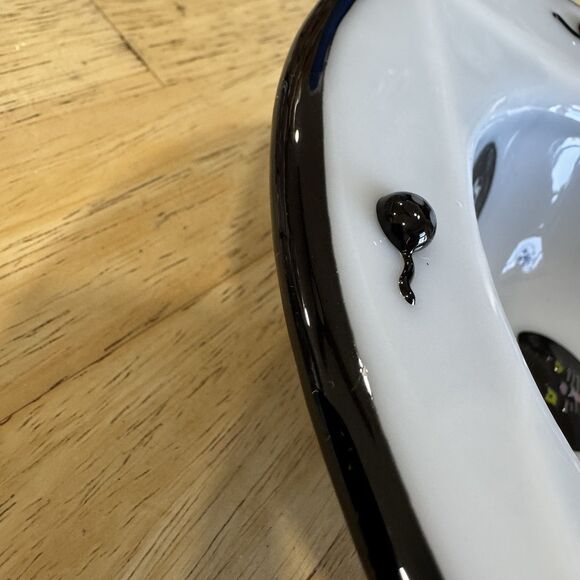 Blown Fused Glass Dish Millefiori Cat & Mouse Design Textured Mod Modern Signed - Picture 4 of 16